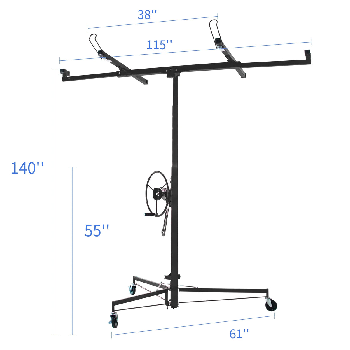 11FT Steel Drywall Panel Hoist Jack with Lockable Wheels H498