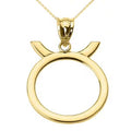 Yellow Gold Taurus Zodiac Sign Pendant Necklace with 16" chain I32535