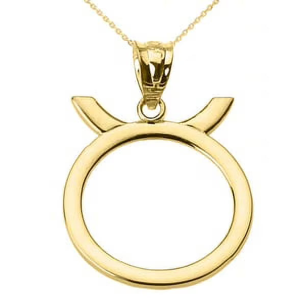 Yellow Gold Taurus Zodiac Sign Pendant Necklace with 16" chain I32535