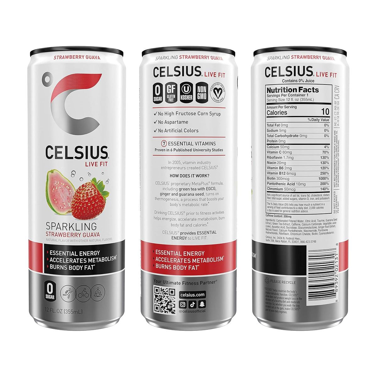 Strawberry Guava Energy Drink, 12 Fl Oz (Pack of 24) N732