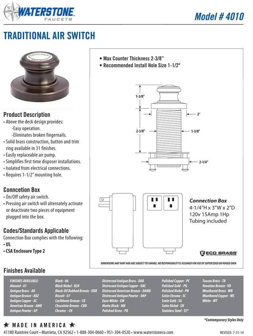 Traditional Air Switch A328164