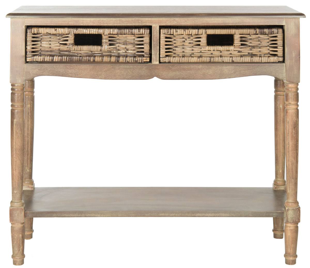 2 Drawer Washed Natural Pine Console D92893