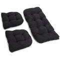 Black Microsuede Tufted Settee Cushion Set, Set of 3 R383