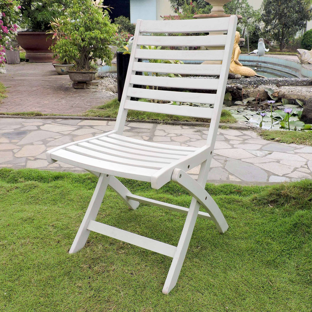 White Acacia Folding Patio Chair Set of 2 P609871
