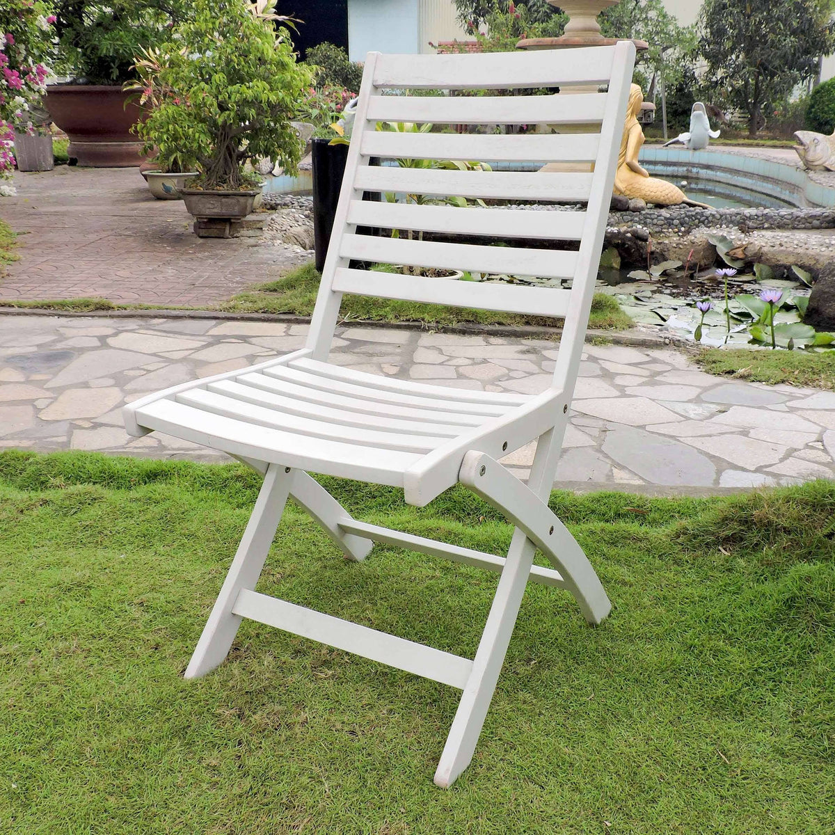 White Acacia Folding Patio Chair Set of 2 P609871