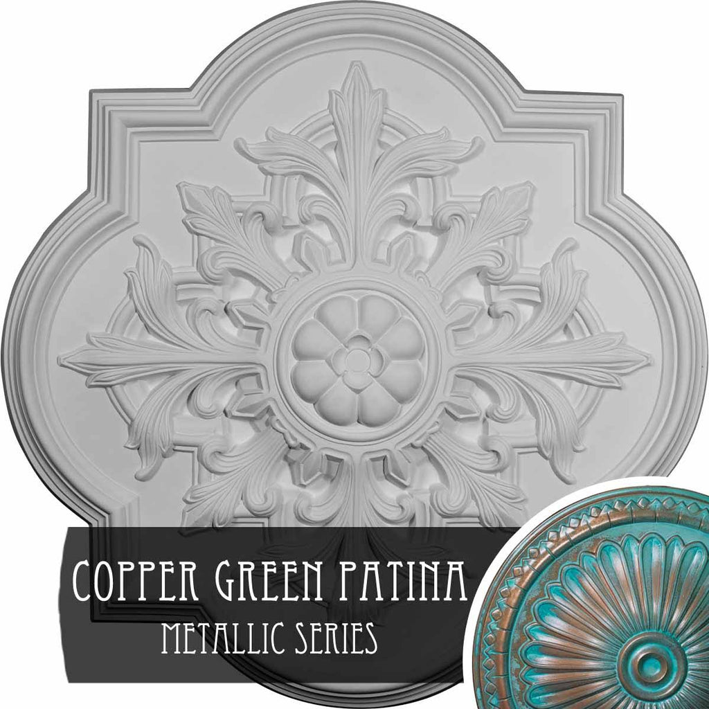 Hand-Painted Copper Green Patina Ceiling Medallion L411952
