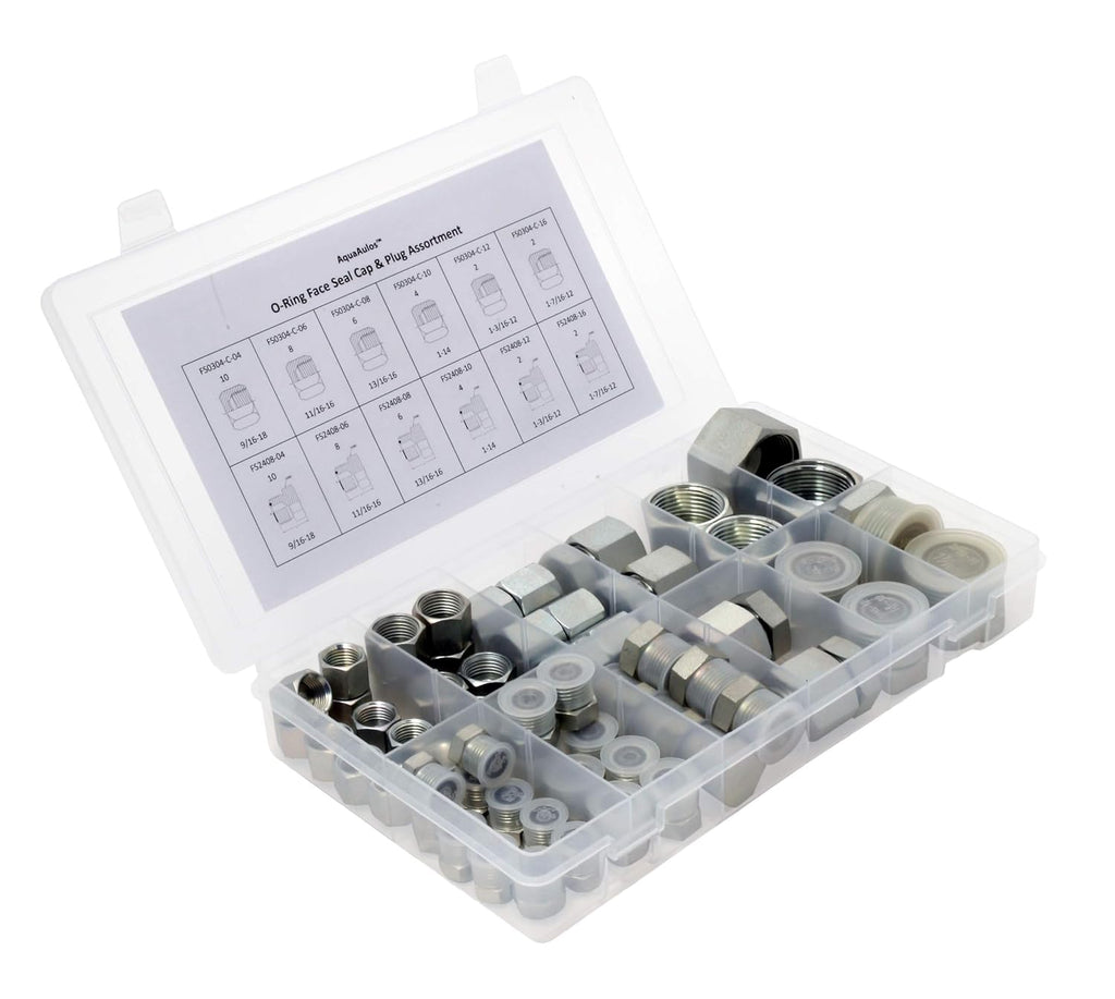 64 Pcs Galvanized Steel ORFS Cap & Plug Assortment Kit P746
