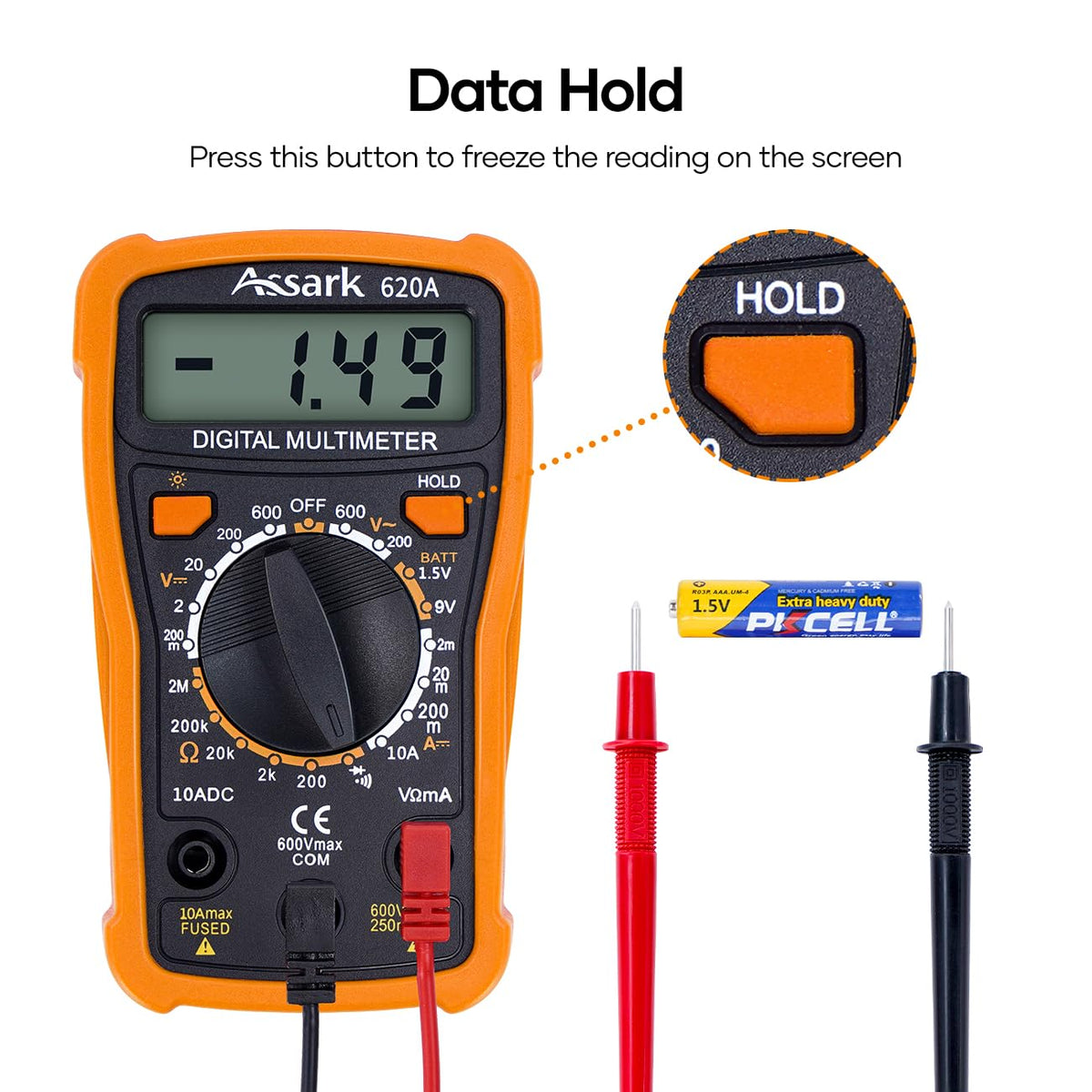 2000 Counts Digital Multimeter with Backlit LCD Display E559