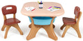 Kids Table and Chair Set, 3 Piece Activity Table with Toy Storage Bins, Green M12337
