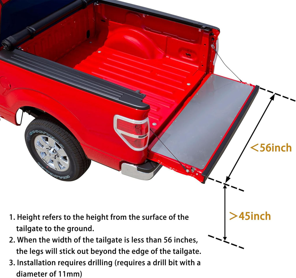 45" Foldable Pickup Truck Tailgate Ladder with Grab Handle, Heavy Duty Folding Tailgate Step Ladder I6647