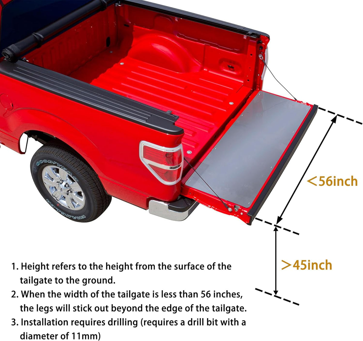 45" Foldable Pickup Truck Tailgate Ladder with Grab Handle, Heavy Duty Folding Tailgate Step Ladder I6647