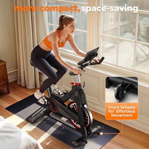 Magnetic Exercise Bike 350 lbs Weight Capacity Indoor Cycling Bike Stationary with Comfortable Seat Cushion Silent Belt Drive H2414