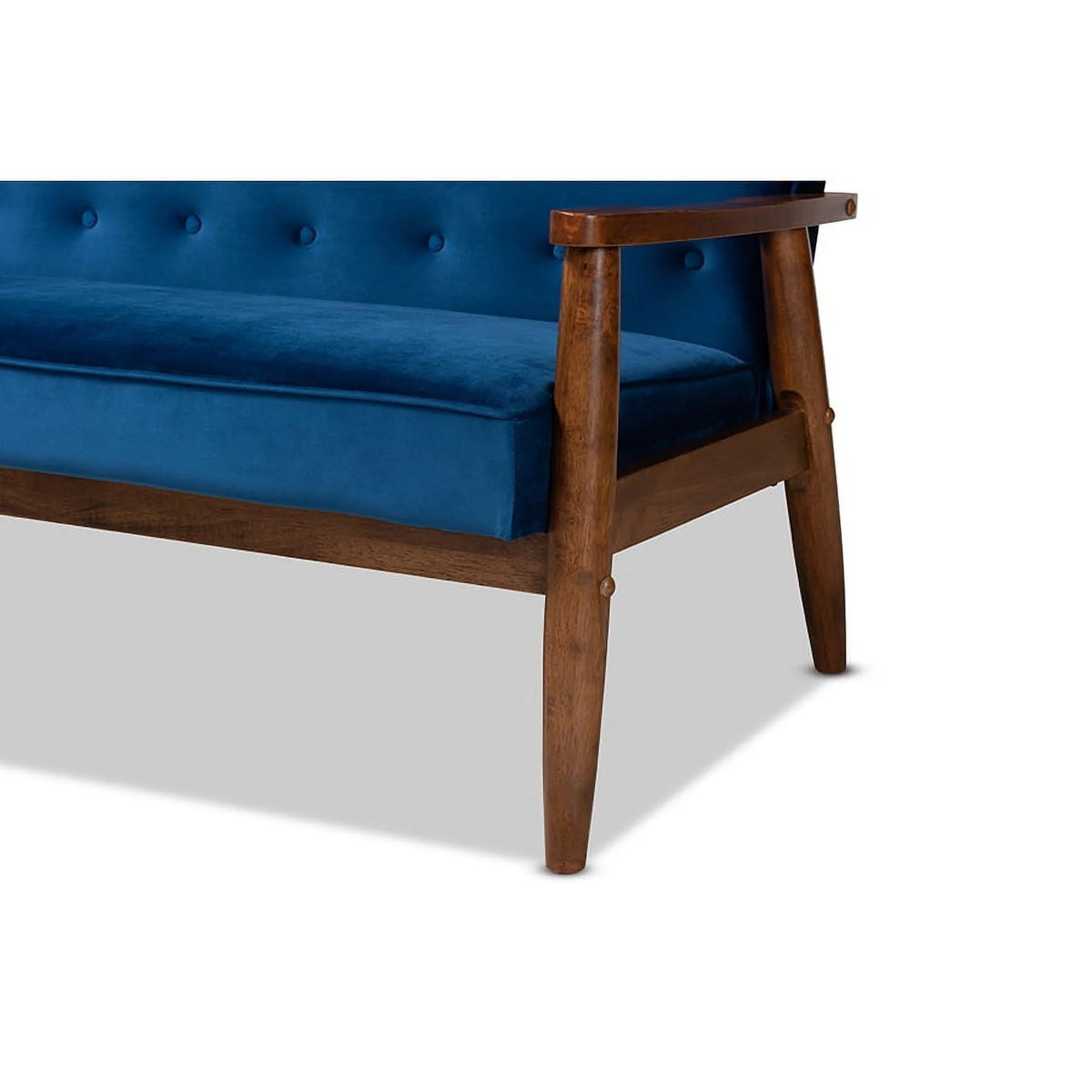 Navy Blue Velvet 3-Piece Wooden Living Room K39943