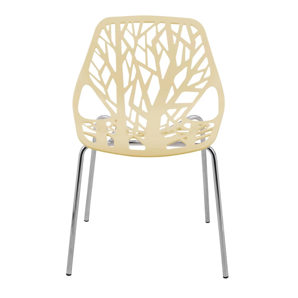 Cream Dining Chair with Chromed Legs Set of 4 V129
