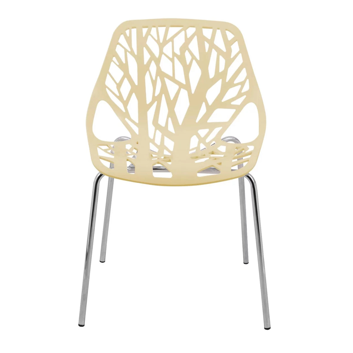 Cream Dining Chair with Chromed Legs Set of 4 V129