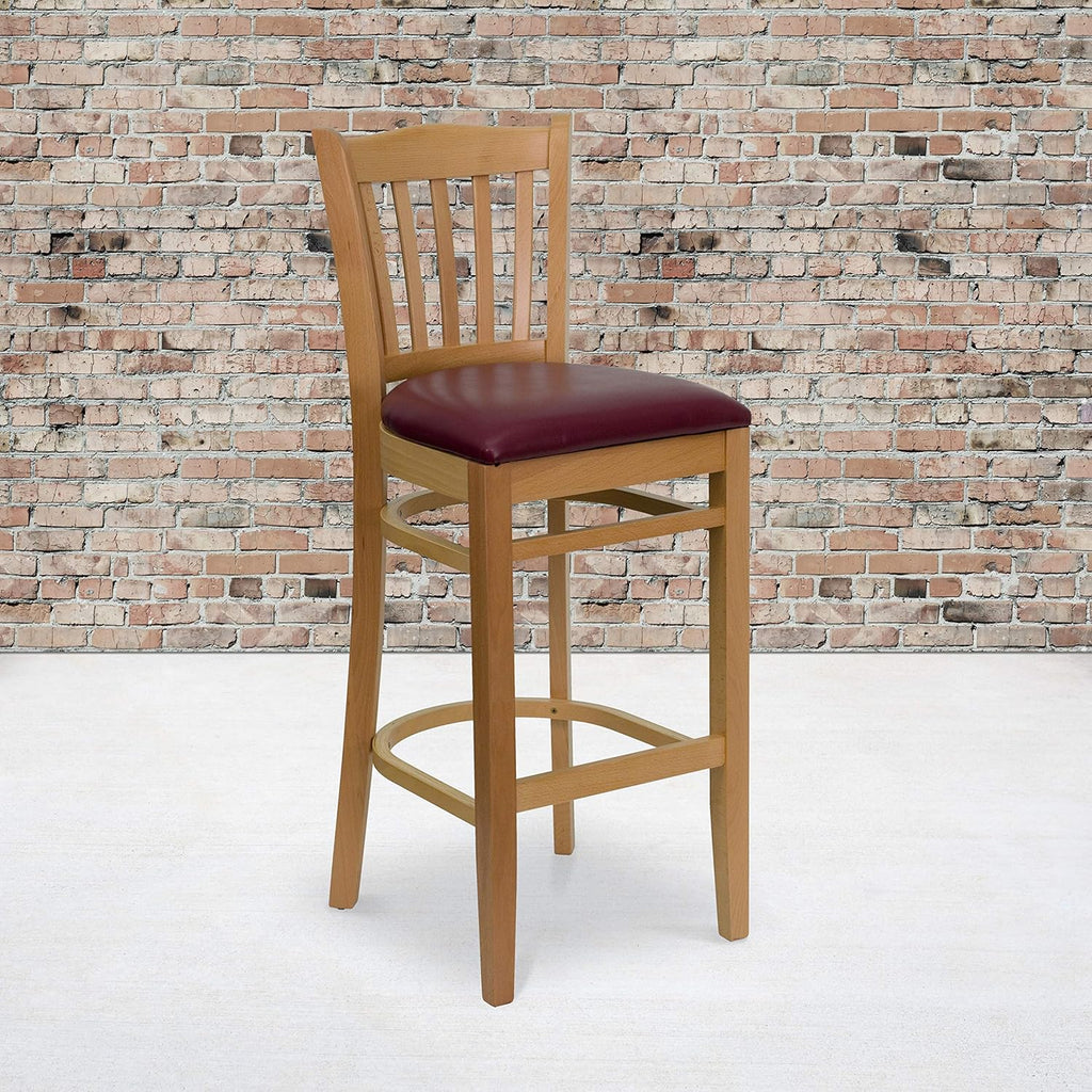 Black Vinyl Vertical Slat Back Barstool T95220