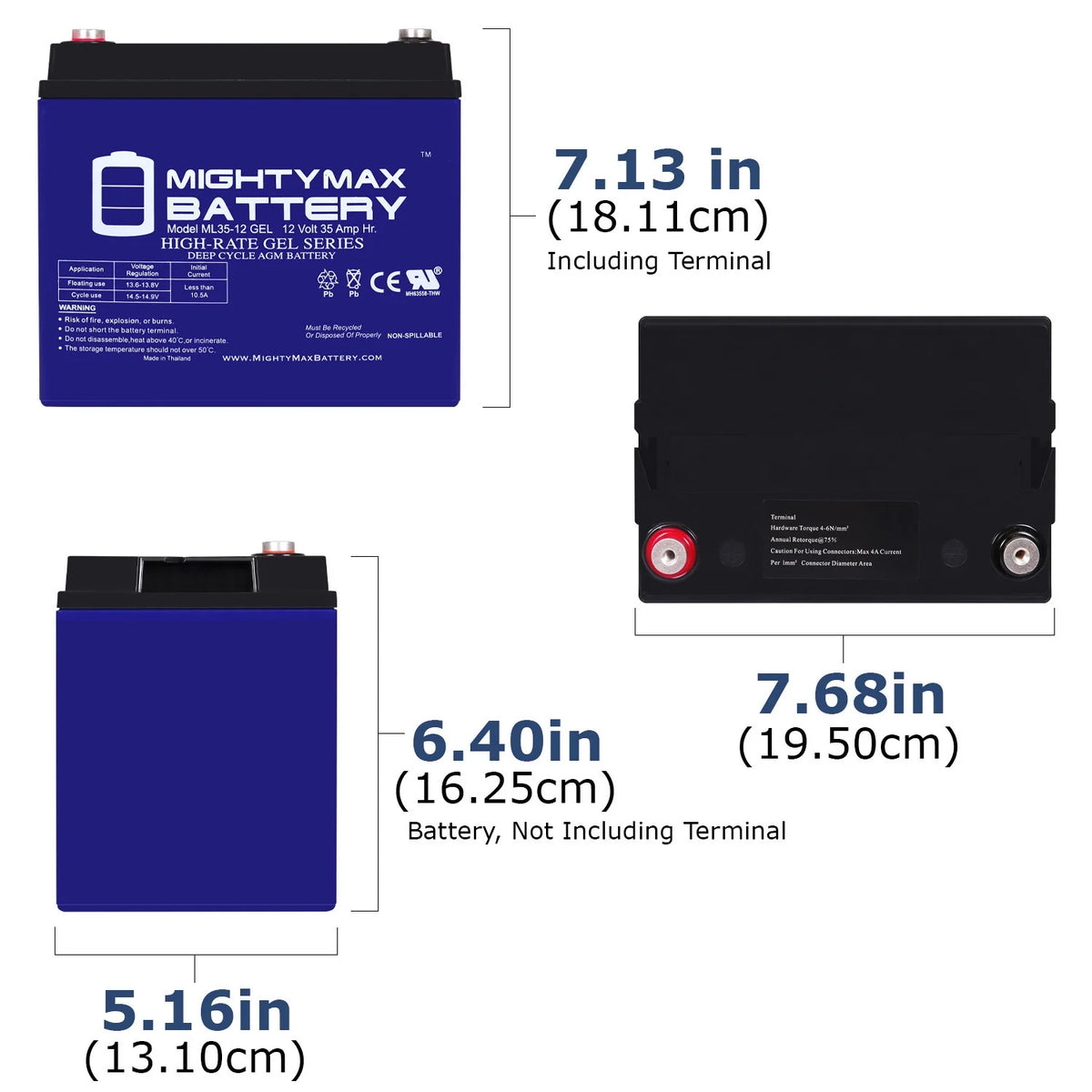 12V 35AH GEL Power Chair Battery S397
