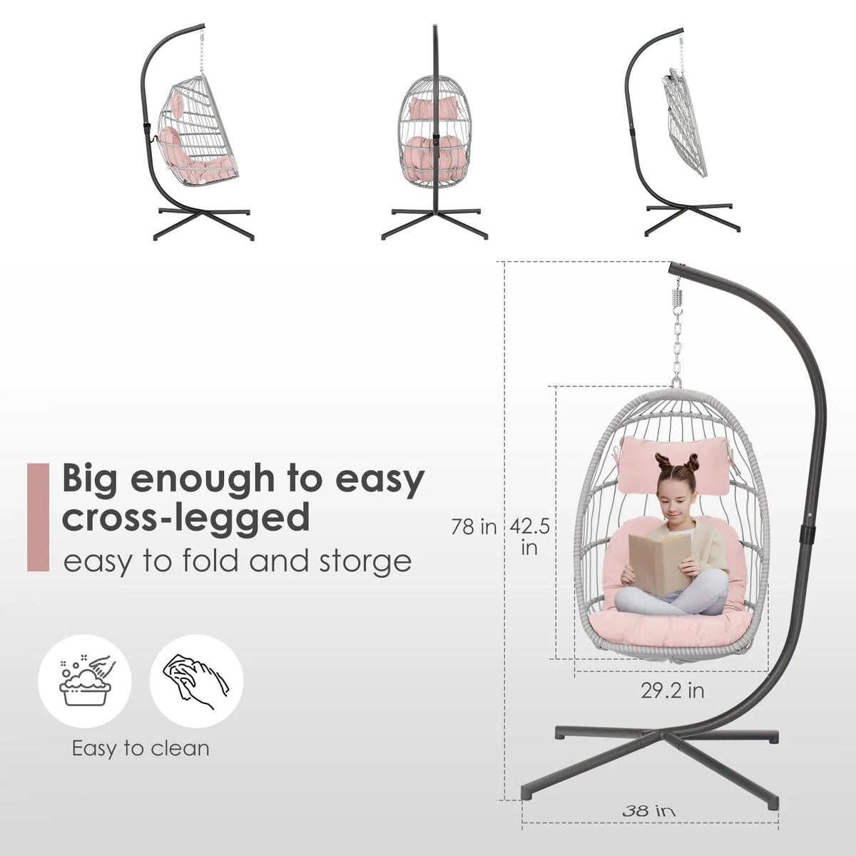 Hanging Egg Chair with Stand and Cushion K23529