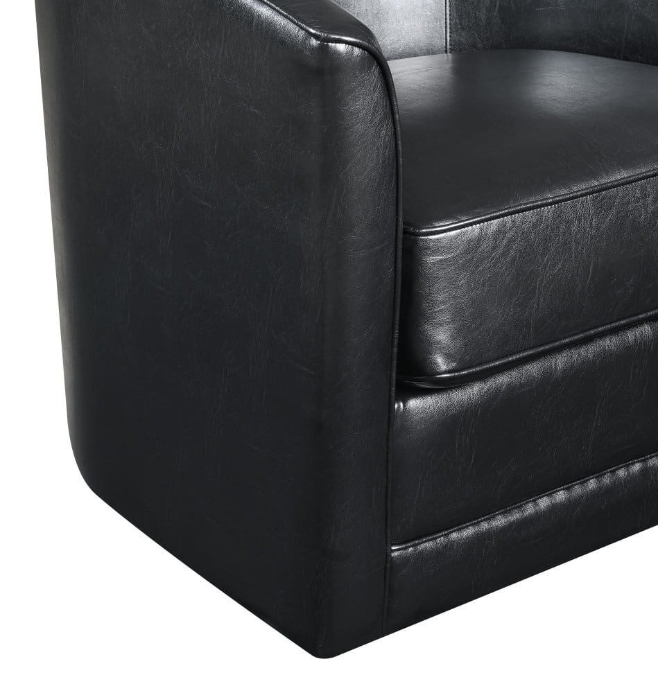 Black Faux Leather Swivel Accent Chair F764