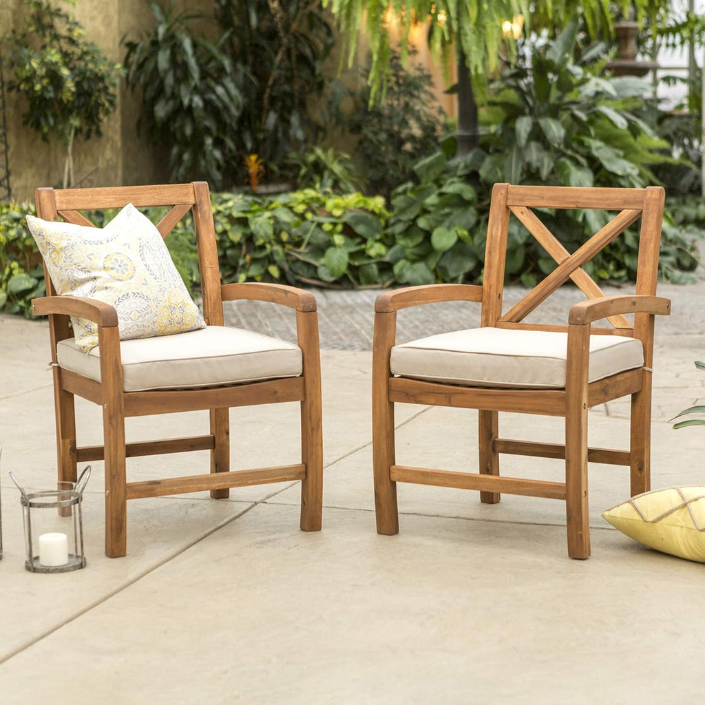 Solid Acacia Wood X Frame Outdoor Bench, 52 Inch, Brown X586920