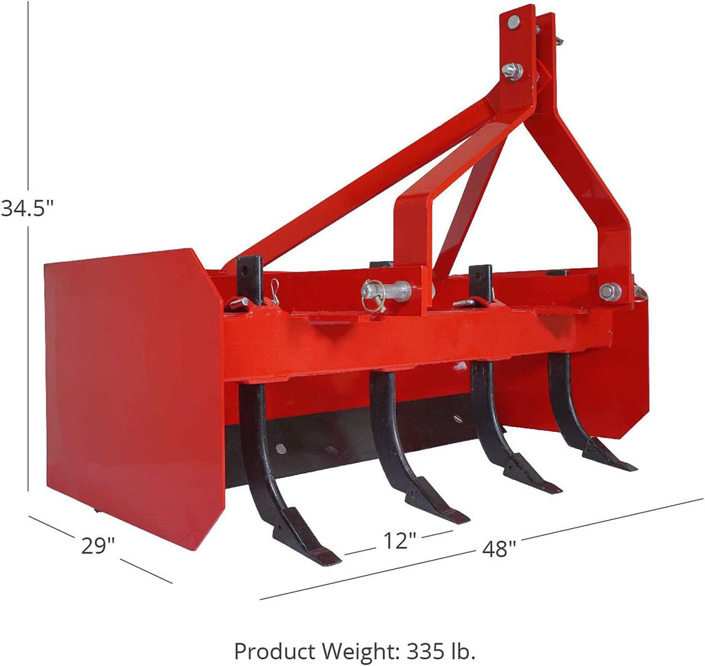 4' - 7' Box Blade Tractor Attachment Category 1 Cat 0 Scarifier Shank W120