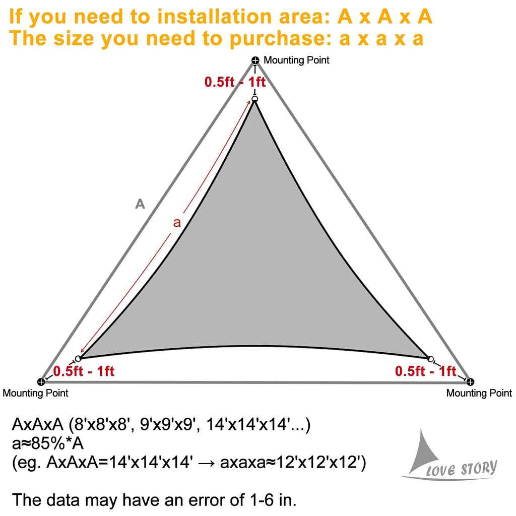 12' x 12' x 12' Sand Triangle Sun Shade Sail UV Block Awning L863895