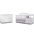 White Baby Crib with Changing Table and 6 Drawer Dresser Set F995965