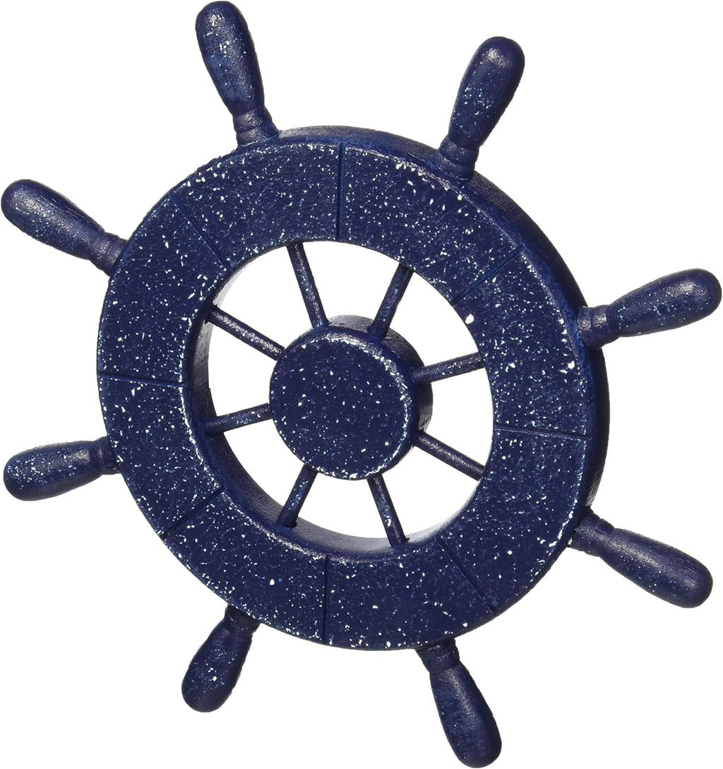 Rustic White Decorative Ship Wheel with Anchor 18 N3517