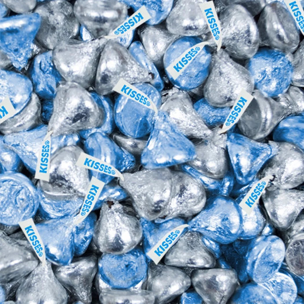 2 lb Light Blue & Silver Hershey's Kisses Candy S714037