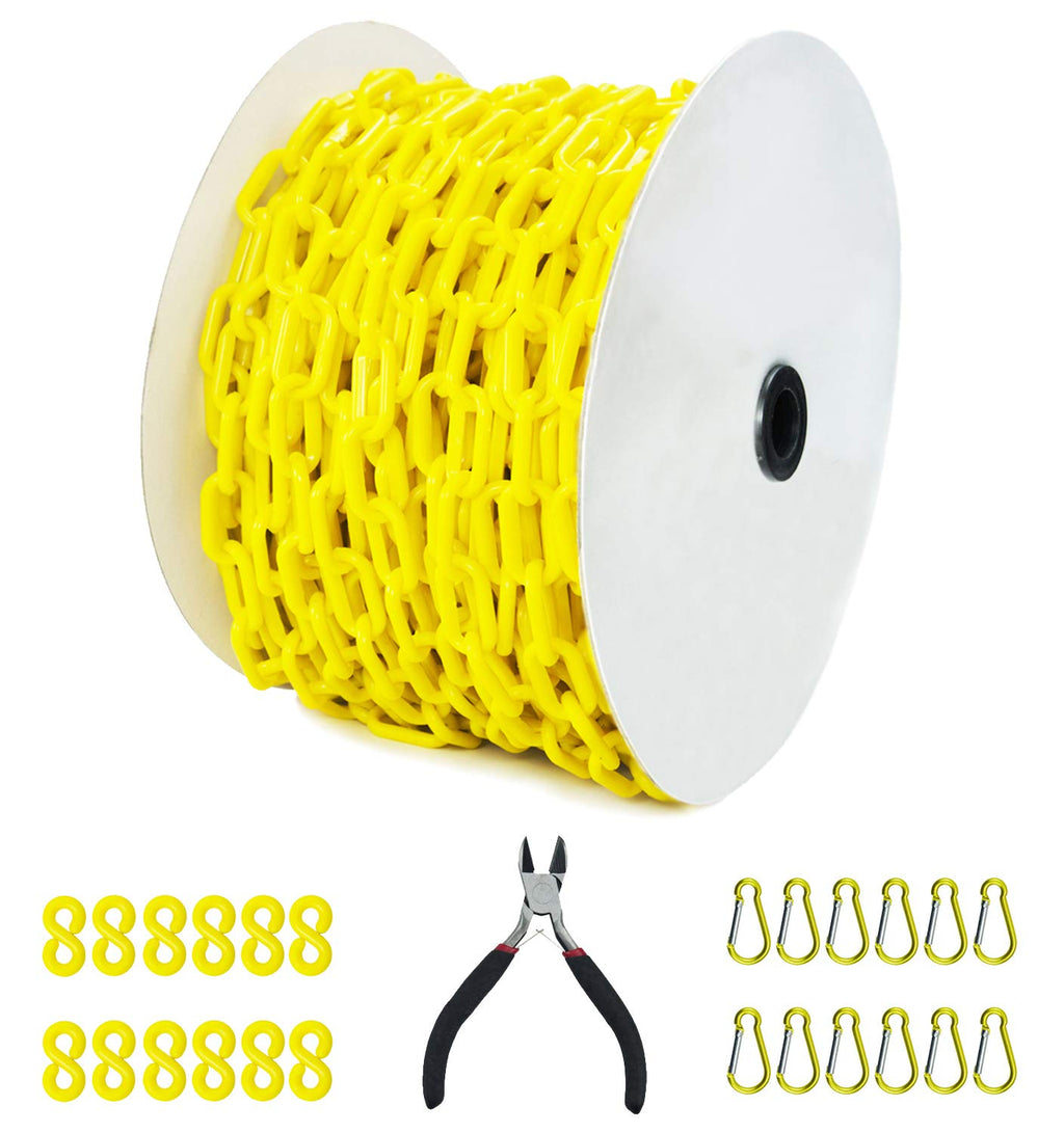 Black Plastic Safety Barrier Chain with 12 S-Hooks and 12 Carabiner Clips S21417