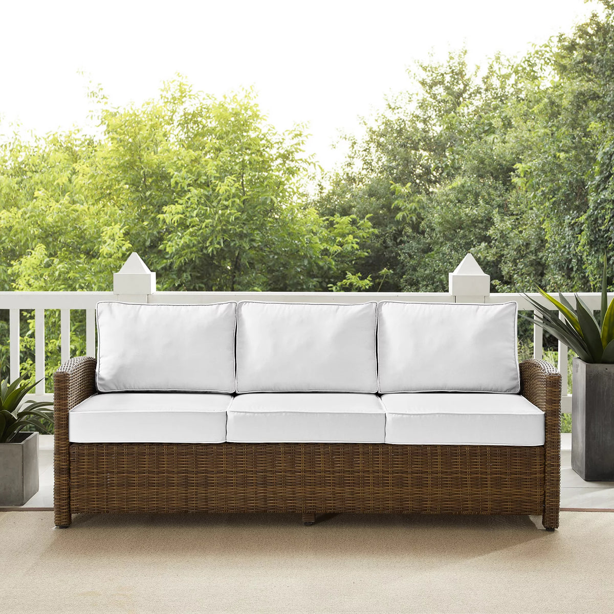 White Brown Fabric Outdoor Sofa F8436