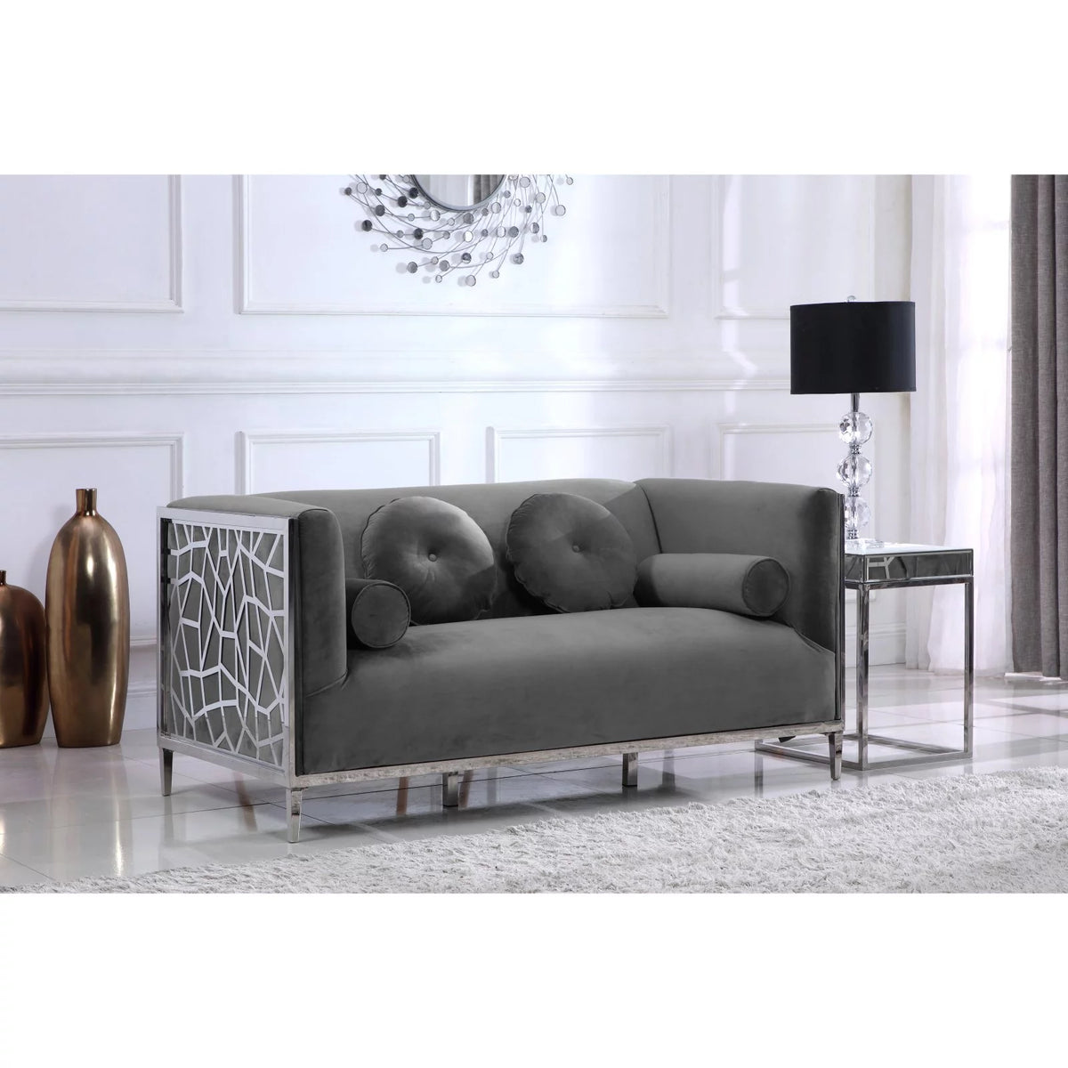 Black Velvet Loveseat Z5119