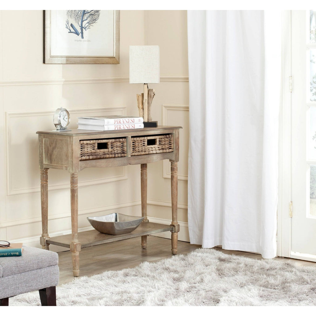 2 Drawer Washed Natural Pine Console D92893