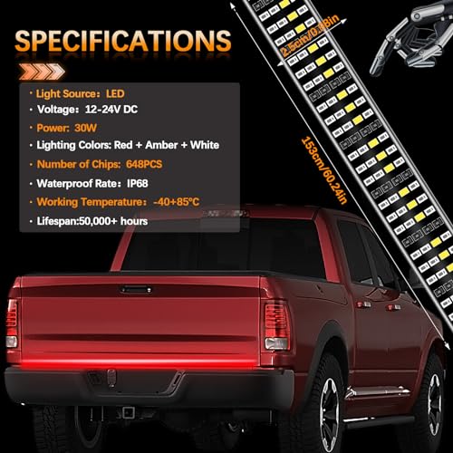 60 Inch LED Tailgate Light Bar with Reverse & Sequential Turn Signals Y600