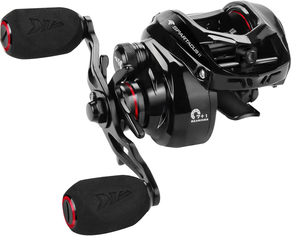6oz Ultralight Baitcasting Fishing Reel, 17.6 LB Carbon Fiber Drag, 7.2:1 Gear Ratio, Pack of 2 A80306