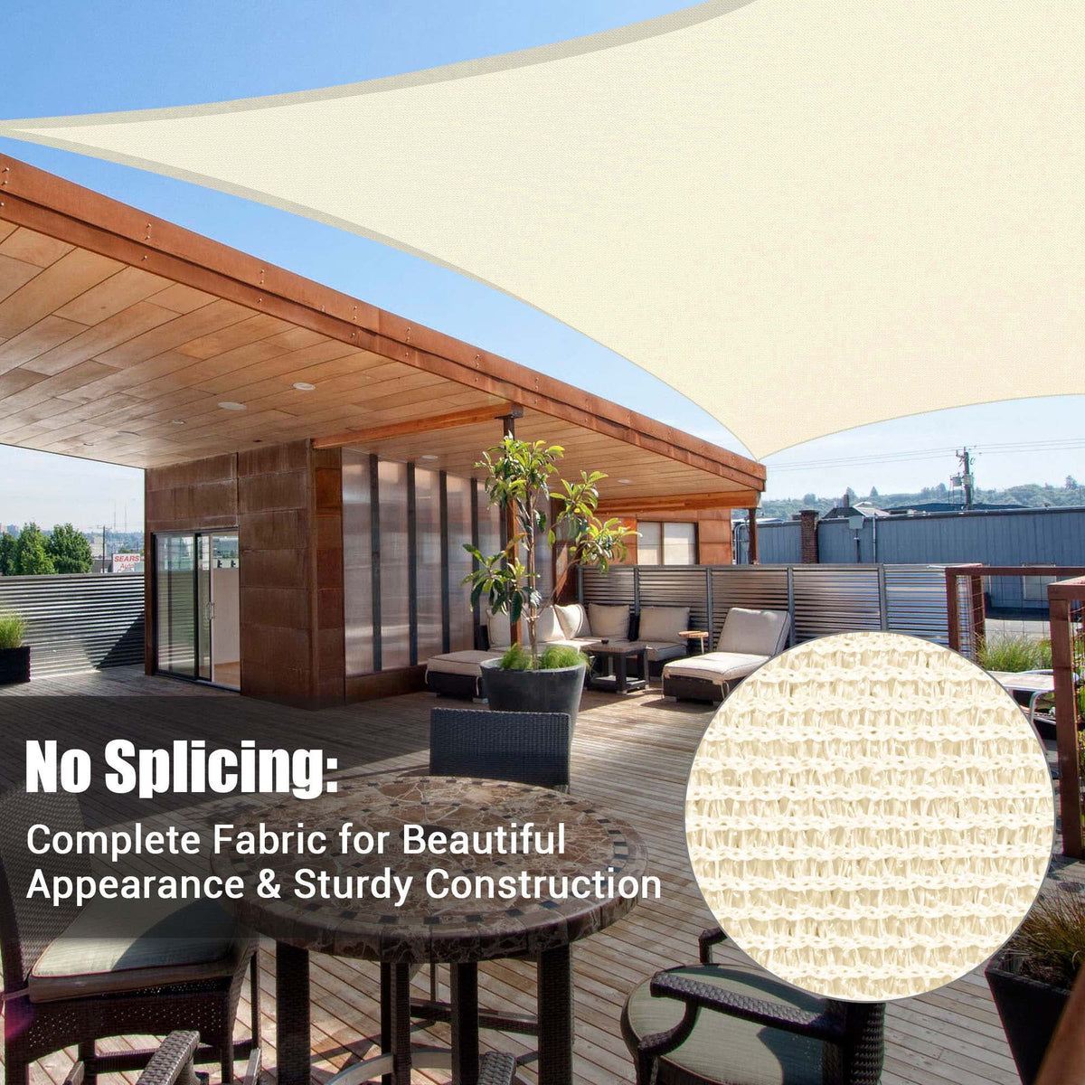 Off White Rectangle Sun Shade Sail Canopy U218
