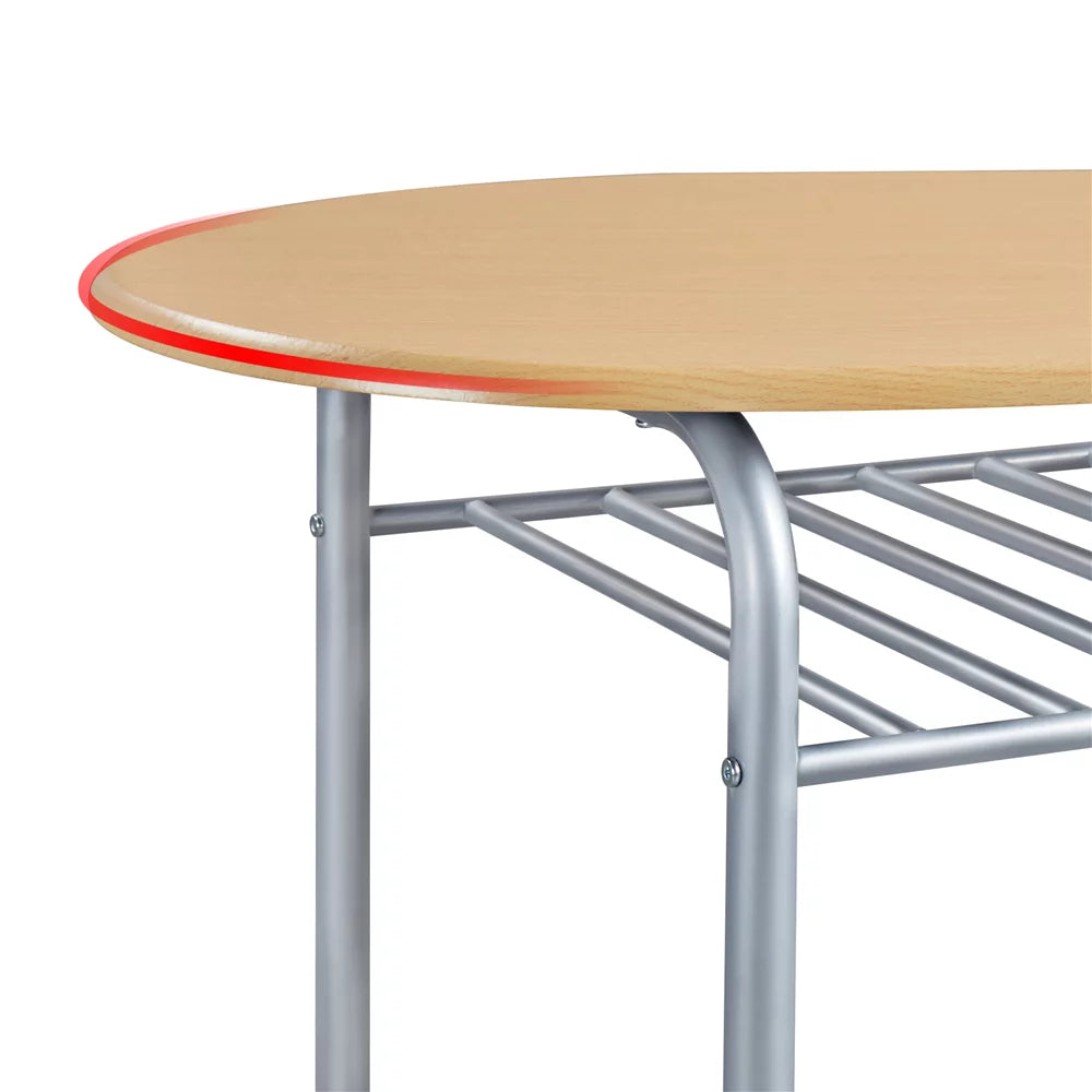 3 Piece Round Dining Table Set with Storage Rack O715