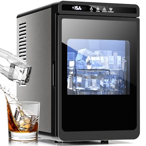 Clear Ice Cube Makers, 26Lbs/24H, Portable Countertop, Self-Cleaning, Black T38104