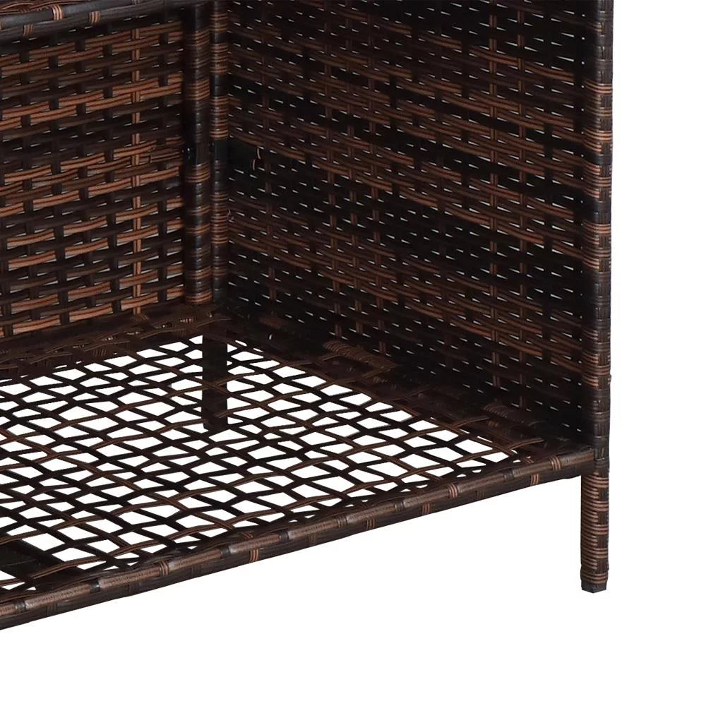 3PCS Patio Rattan Wicker Bar Table Stools Dining Set Brown A6204