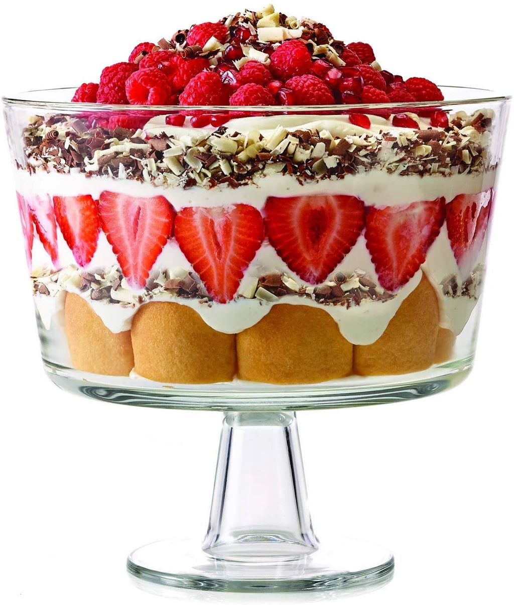 Round Crystal-Clear Borosilicate Glass Trifle Bowl with Pedestal E9783