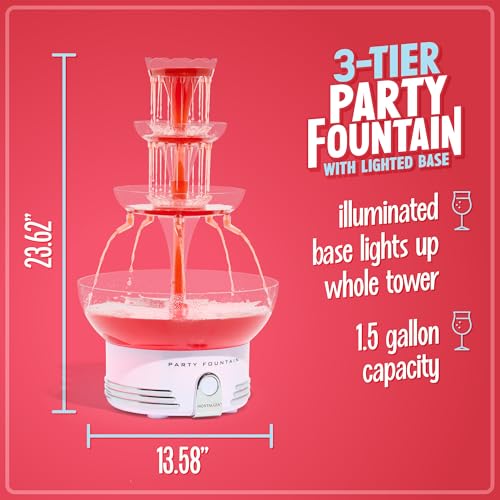3-Tier Lighted Party Fountain, 1.5 Gallons, 8 Reusable Cups E55201