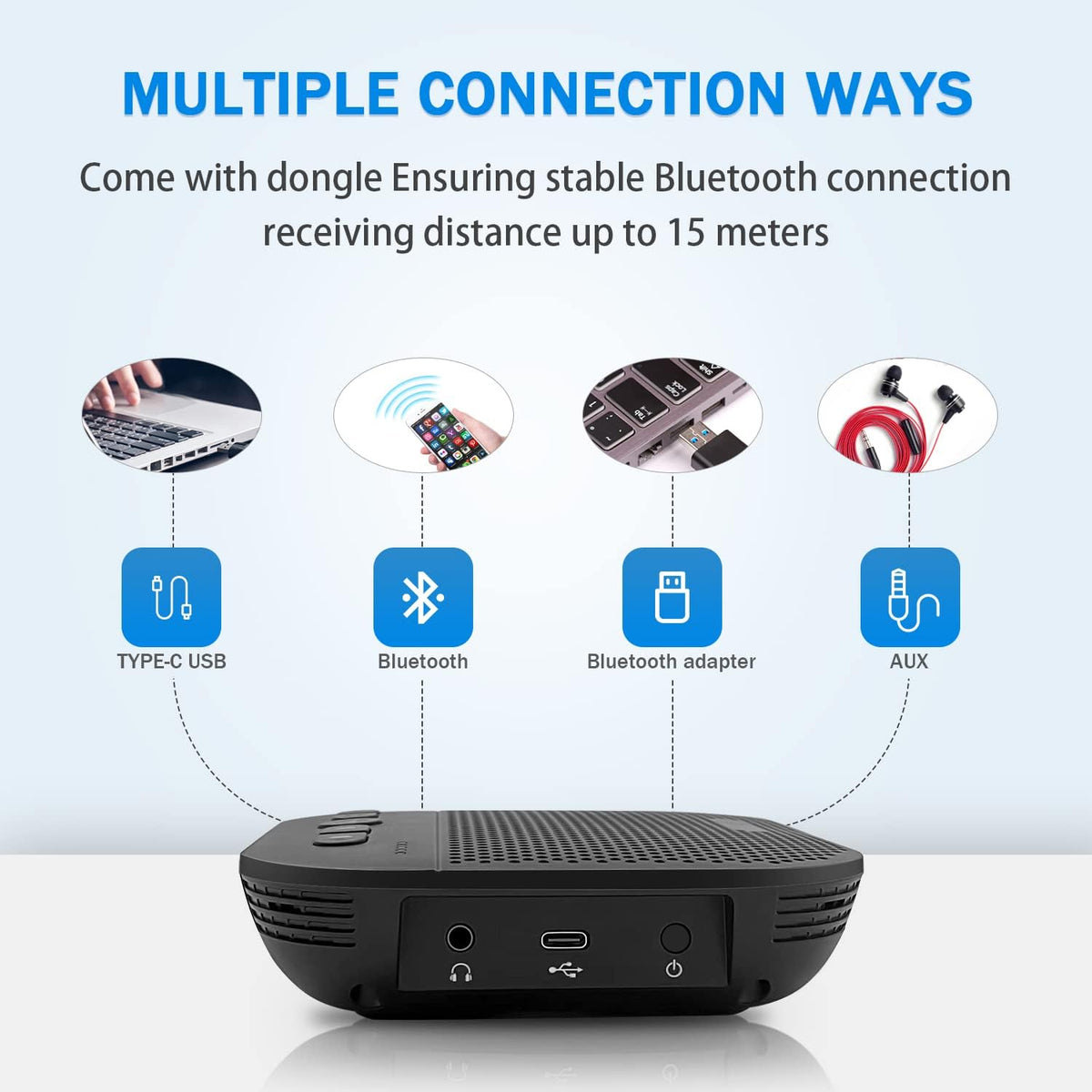 Bluetooth Conference Speakerphone with 4 Mics V22657