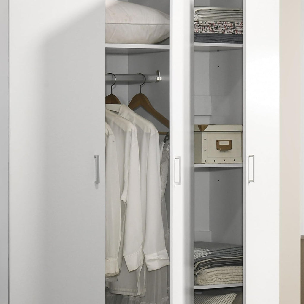 White 3 Doors Wooden Armoire Wardrobe W9596