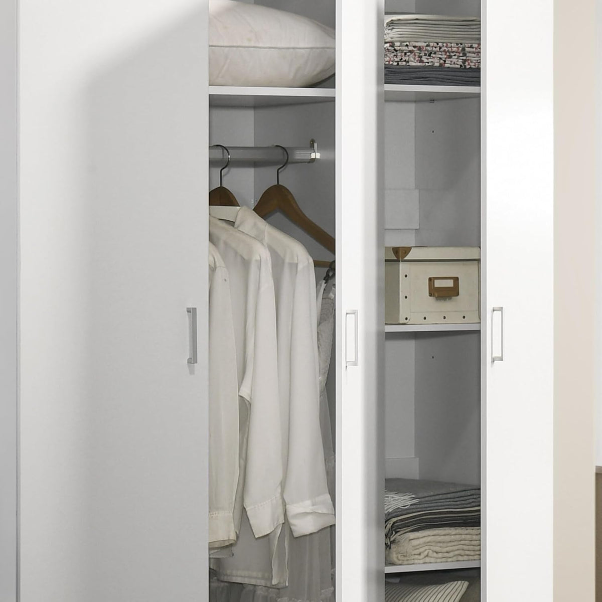 White 3 Doors Wooden Armoire Wardrobe W9596