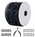 Black Plastic Safety Barrier Chain with 12 S-Hooks and 12 Carabiner Clips S21417