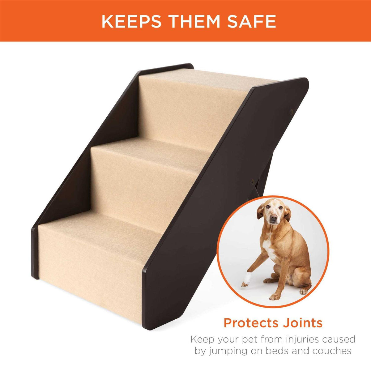 Foldable Adjustable Wooden Pet Stairs N1654