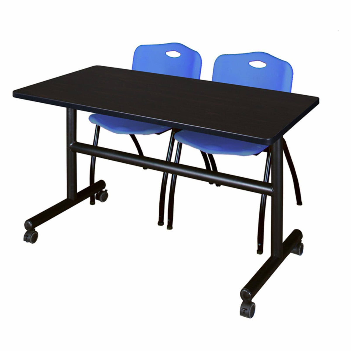60x22 Flip Top Mobile Training Table with 2 Stack Chairs T75660
