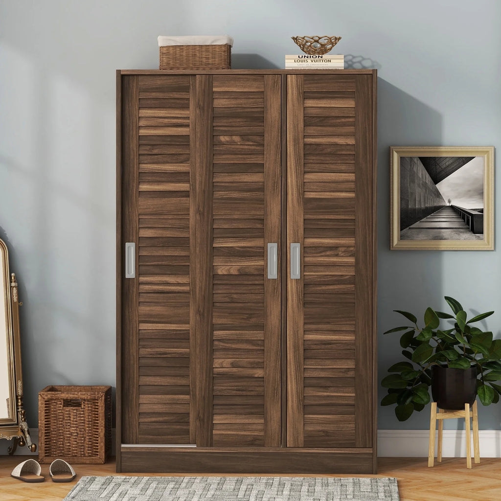 Mid-century 3-Door Wardrobe with Shelves T278