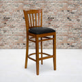 Black Vinyl Vertical Slat Back Barstool T95220