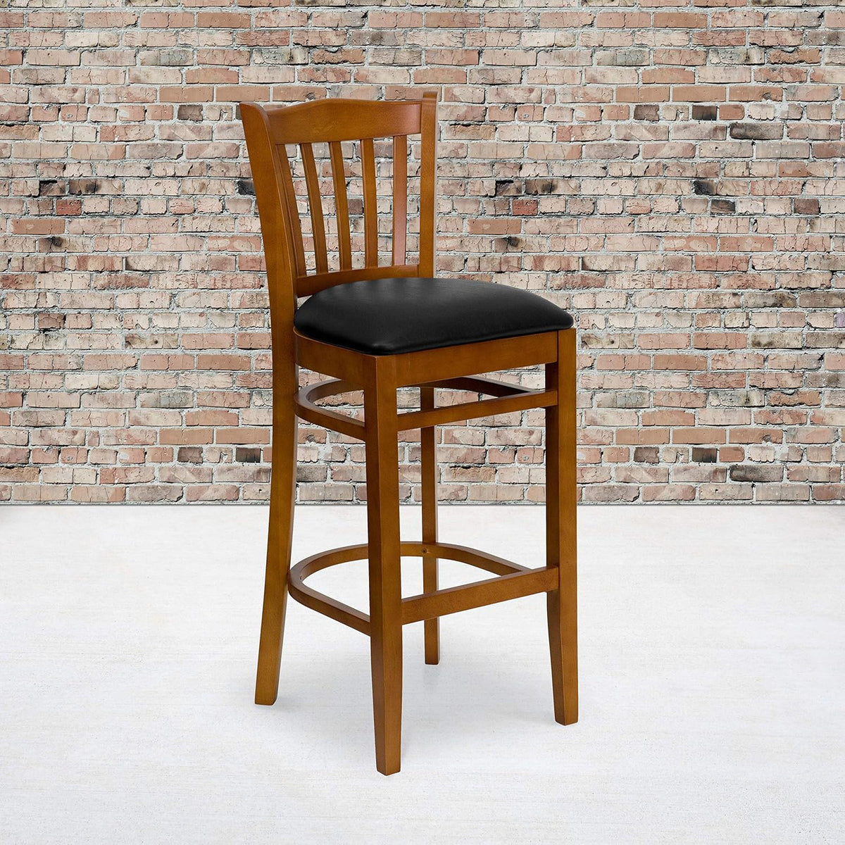 Black Vinyl Vertical Slat Back Barstool T95220